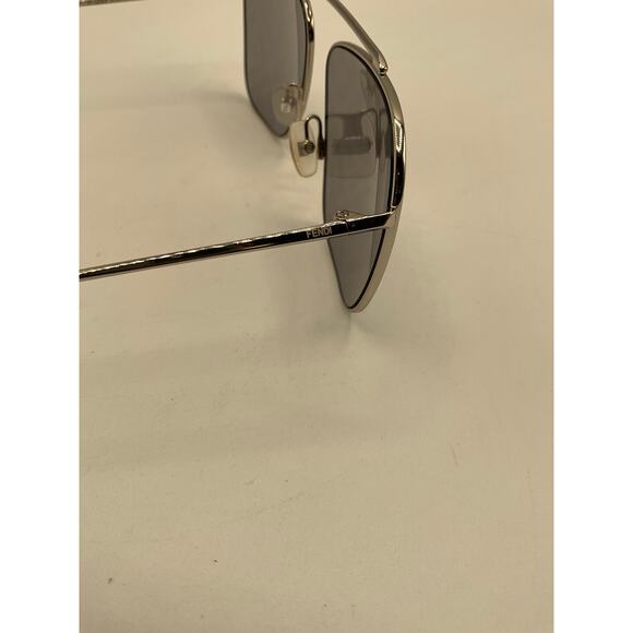 Fendi Logo Mirrored Aviator Sunglasses, Silver Frame/Blue Lenses , FF 0406/S main image 10